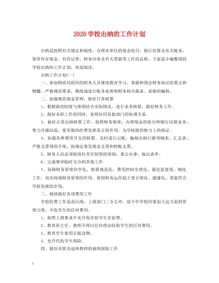 2024学校出纳的工作计划 