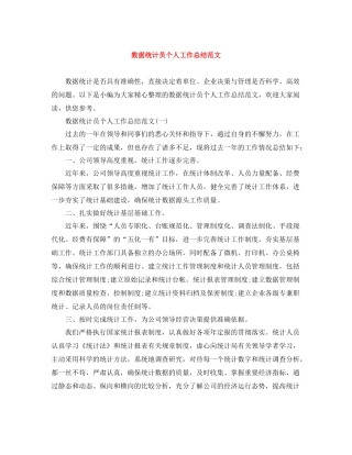 数据统计员个人工作总结范文