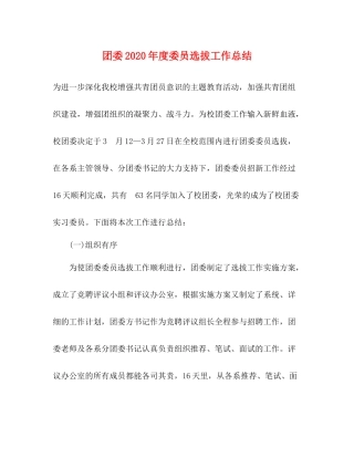 团委年度委员选拔工作总结