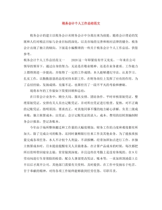 税务会计个人工作总结范文