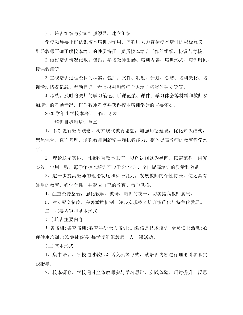 2024学年小学校本培训工作计划 _第2页
