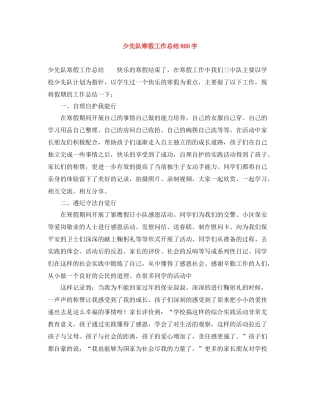 少先队寒假工作总结800字