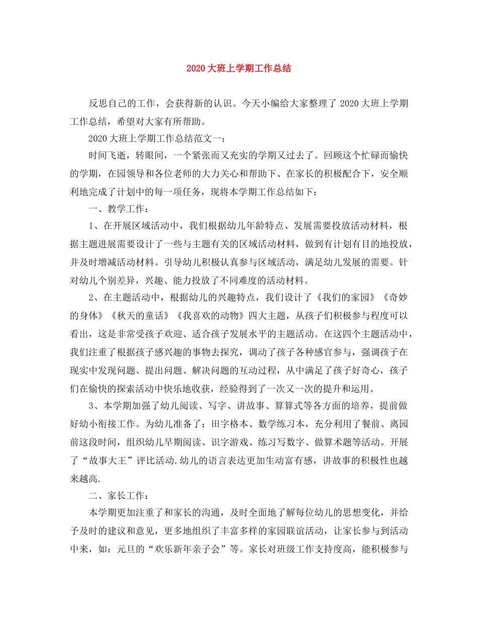 2024大班上学期工作总结 _第1页