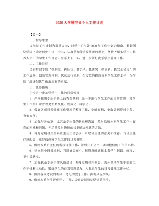 2024大学辅导员个人工作计划 