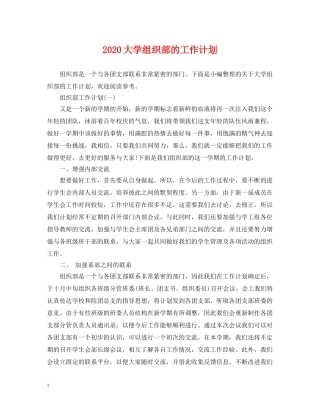 2024大学组织部的工作计划 
