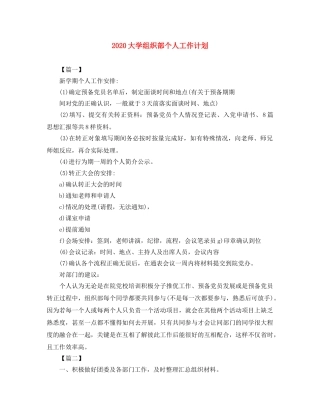 2024大学组织部个人工作计划 
