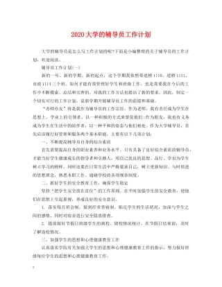 2024大学的辅导员工作计划 