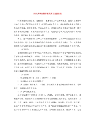 2024大学生银行柜员实习自我总结 