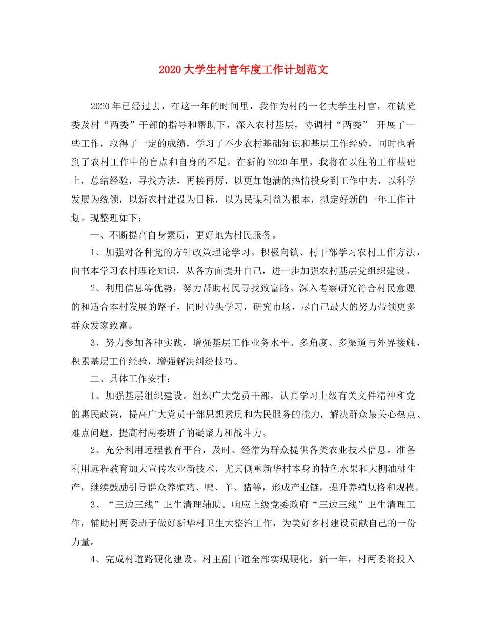 2024大学生村官年度工作计划范文 _第1页