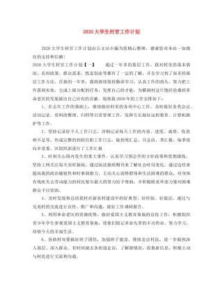 2024大学生村官工作计划 