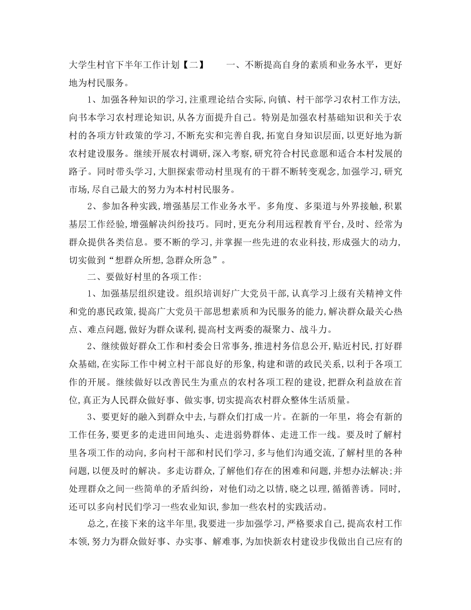 2024大学生村官下半年工作计划 _第3页