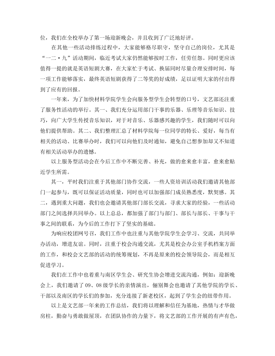 2024大学生文艺部工作总结范文 个人工作心得体会 _第3页