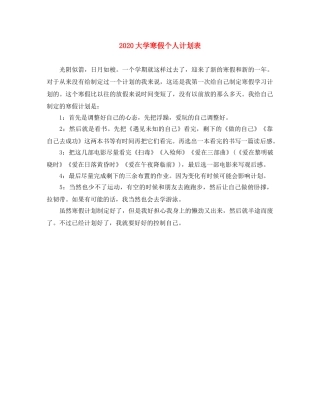 2024大学寒假个人计划表 