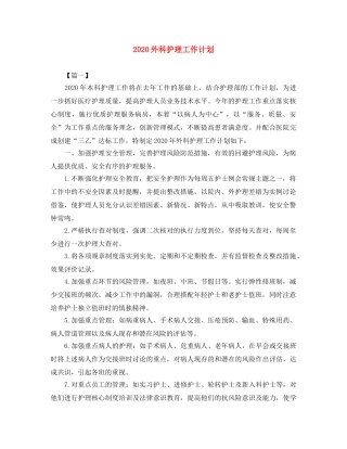 2024外科护理工作计划 