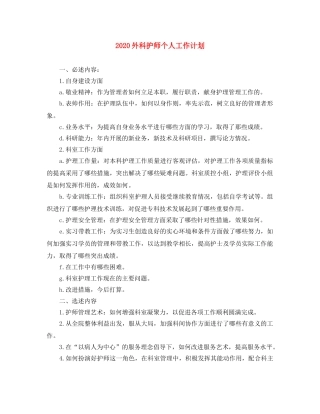 2024外科护师个人工作计划 