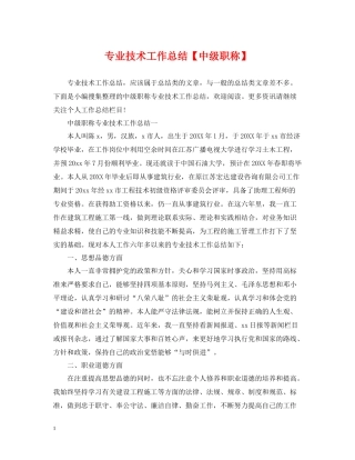 专业技术工作总结【中级职称】