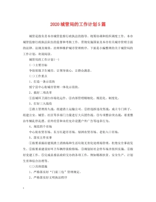 2024城管局的工作计划5篇 