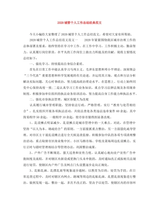 2024城管个人工作总结经典范文 