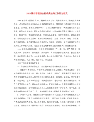 2024城市管理综合行政执法局工作计划范文 