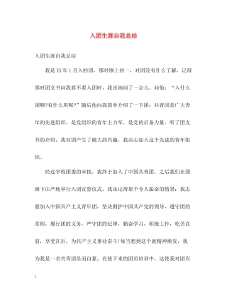 入团生涯自我总结