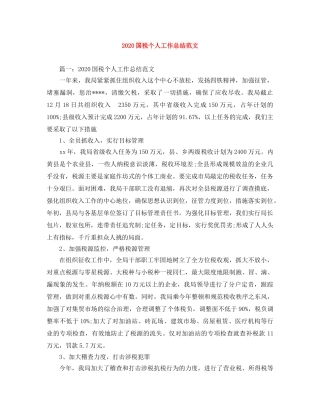2024国税个人工作总结范文 