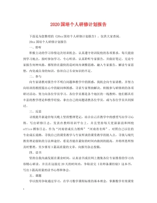 2024国培个人研修计划报告 