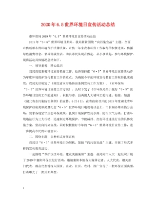 2020年65世界环境日宣传活动总结