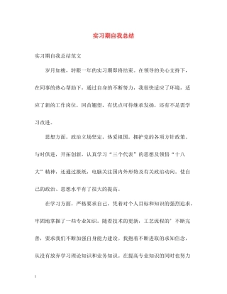 实习期自我总结2