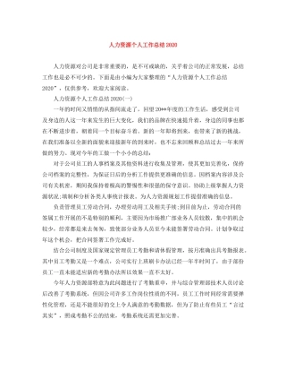 人力资源个人工作总结3