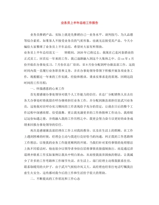 业务员上半年总结工作报告