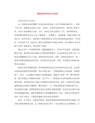 新进业务员年终工作总结