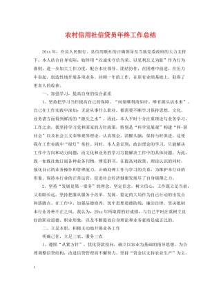农村信用社信贷员年终工作总结