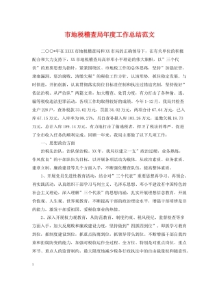 市地税稽查局年度工作总结范文
