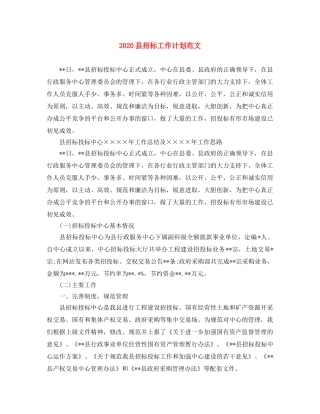 2024县招标工作计划范文 