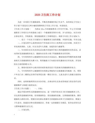 2024卫生院工作计划 