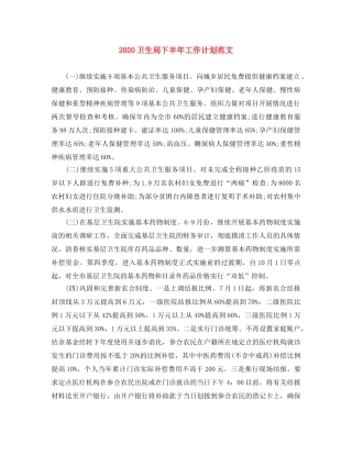 2024卫生局下半年工作计划范文 