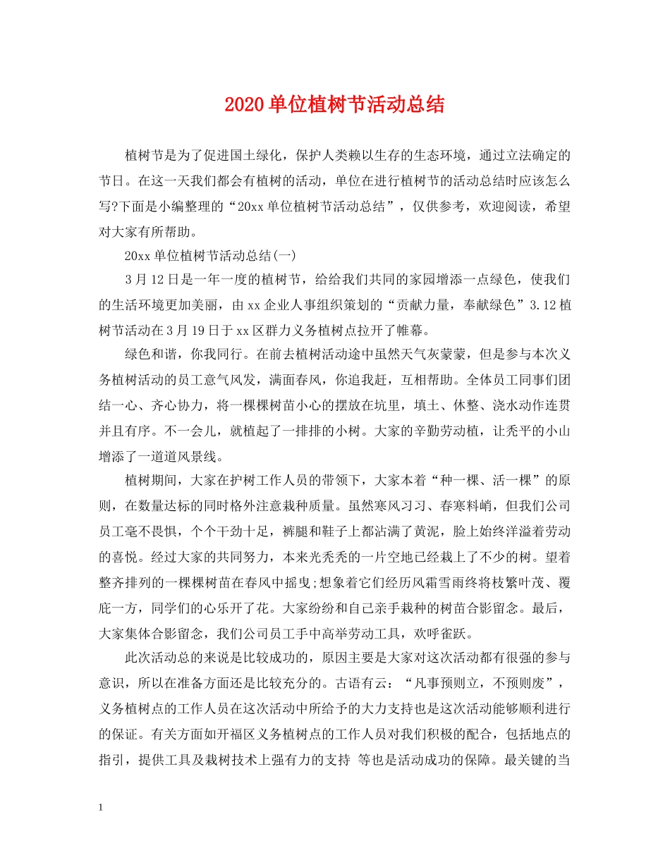 2024单位植树节活动总结 _第1页