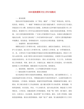 2024医院爱国卫生工作计划格式 