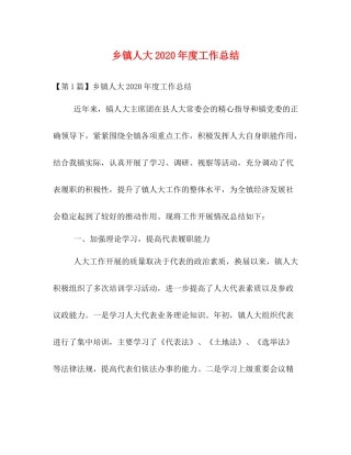 乡镇人大年度工作总结