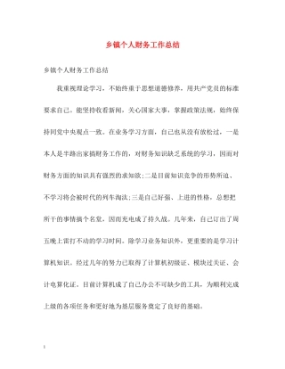 乡镇个人财务工作总结