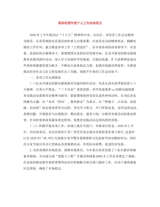 商务经理年度个人工作总结范文