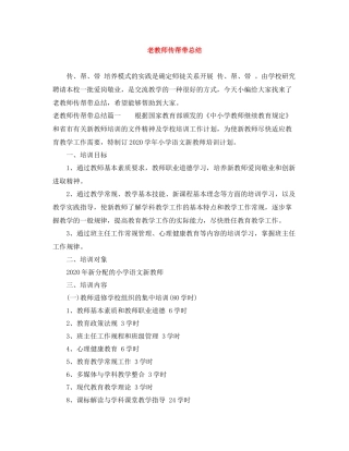 老教师传帮带总结