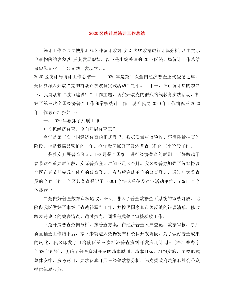 2024区统计局统计工作总结 _第1页