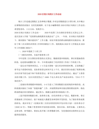 2024区统计局统计工作总结 
