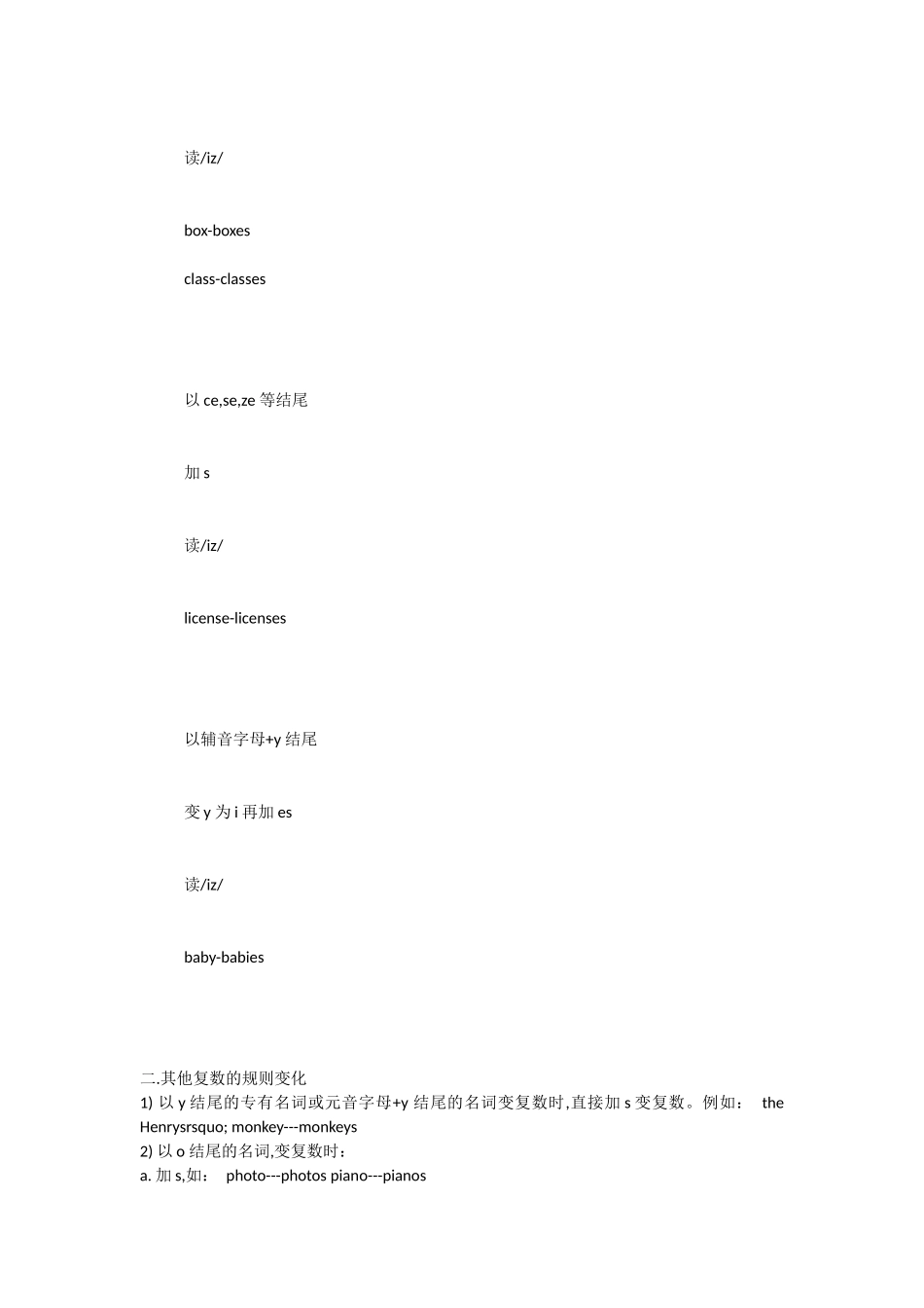 牛津英语五年级上册英语语法之名词复数的规则变化_第2页