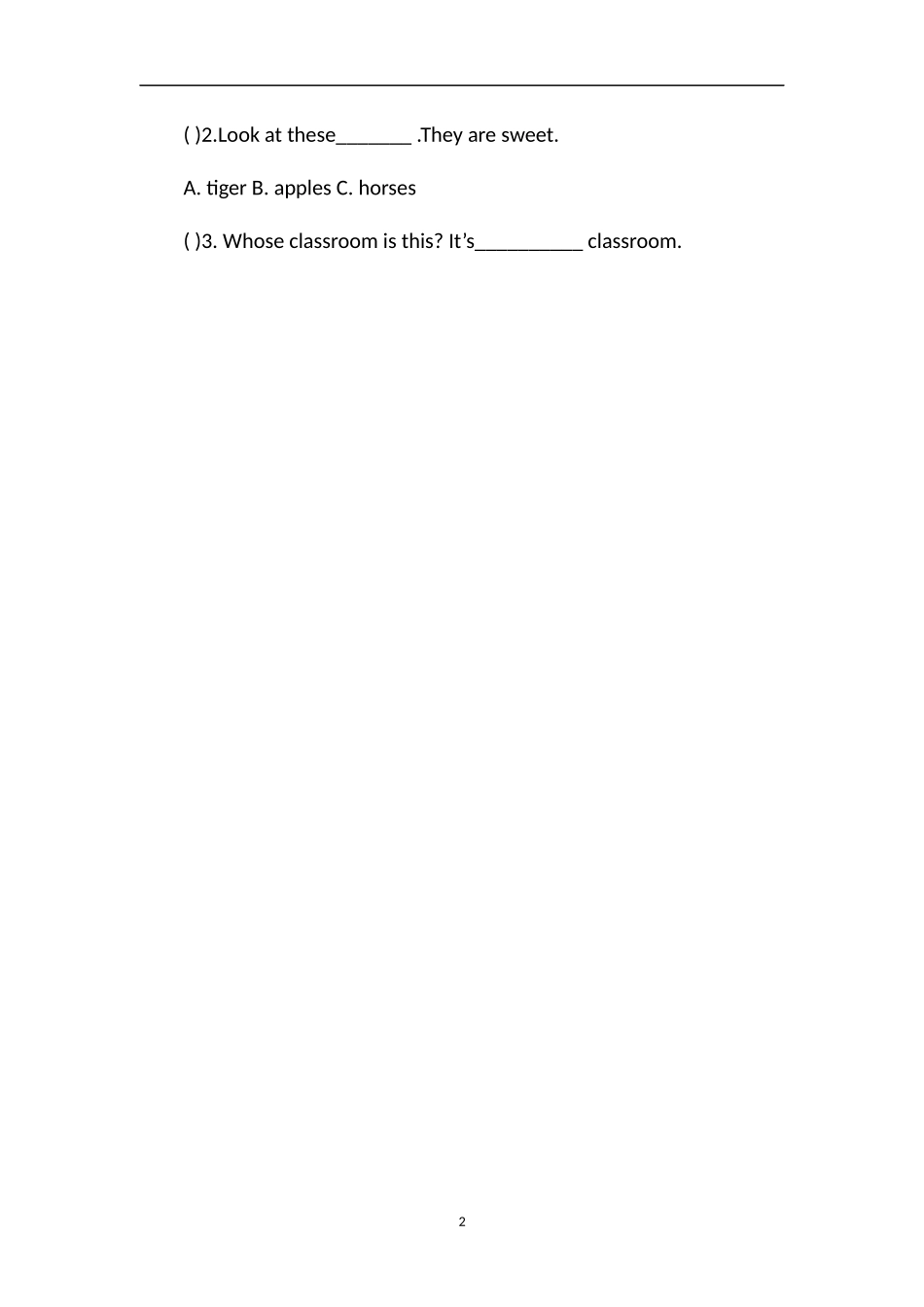 品读小学四年级英语上学期期末测试_第2页