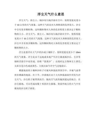 浮尘天气什么意思