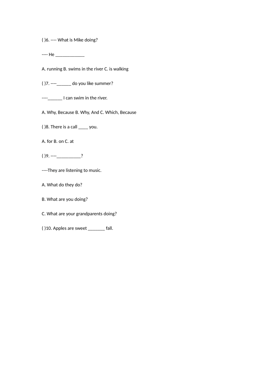 人教版小学英语五年级（下册）期终测试卷_第3页