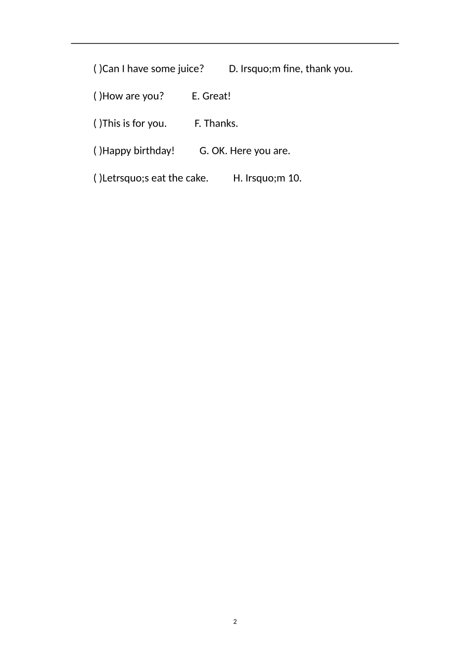 牛津英语三年级上册第六单元测试题_第2页