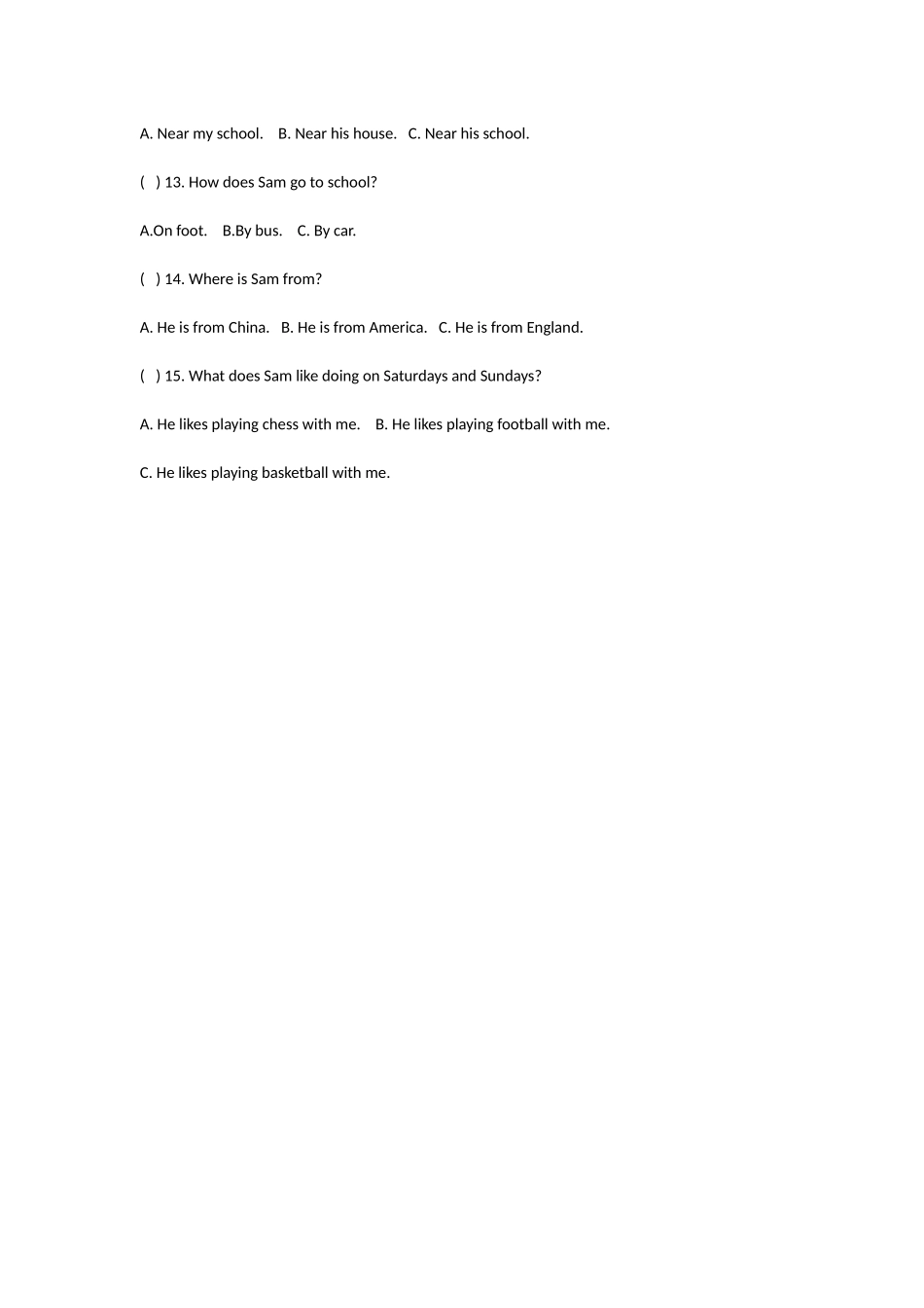 牛津英语小学五年级期中复习题_第2页